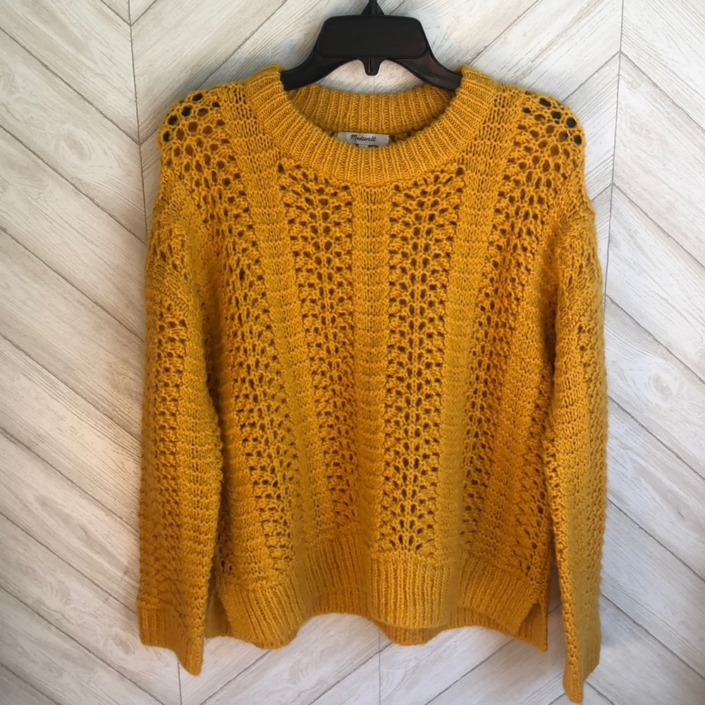 MWT Madewell Windmere Pointelle Sweater Yellow - Picture 3 of 8